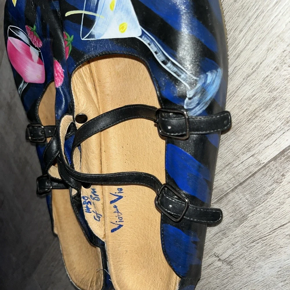 Via blue Via Hand painted Women's shoes‎ Sandals Painted Size 8